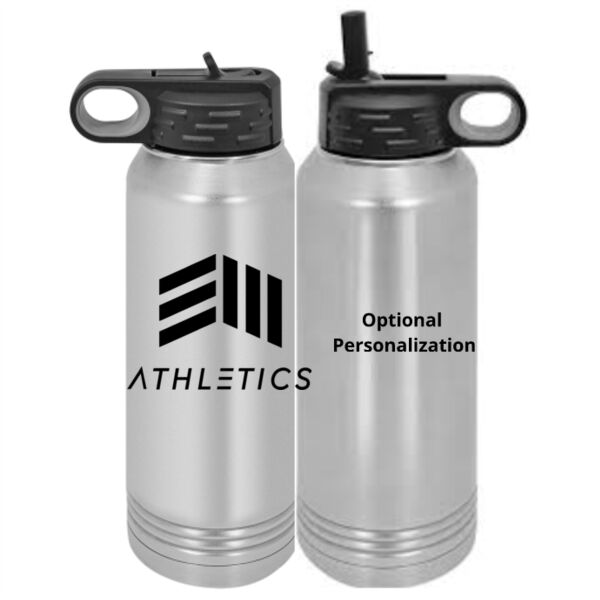 EIII Athletics w/ optional personalization -  Custom 30 oz. Silver Stainless Steel Vacuum Insulated Water Bottle Thumbnail